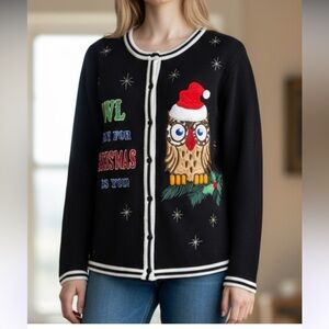 Women’s Ugly Christmas Sweater Black "Owl I Want for Christmas Is You" Sz M